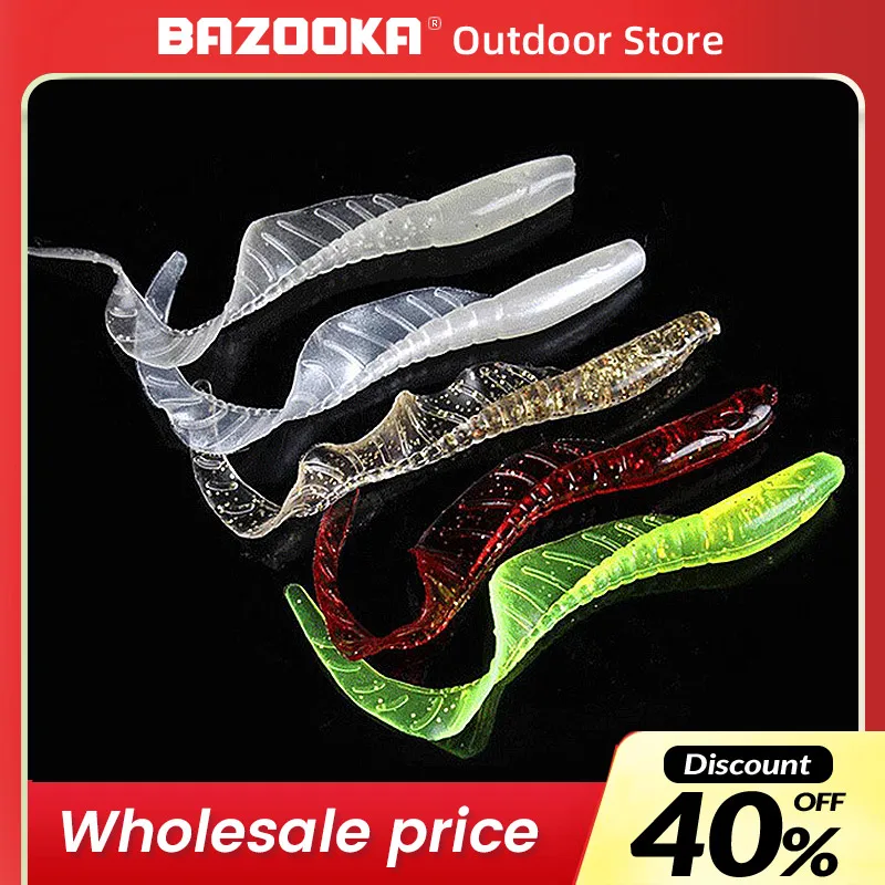

Bazooka 10Pcs Soft Silicone Fishing Lures Jigging Wobblers Worm Shrimp Fishy Smell Additive Tackle Bass Carp Artificial Baits
