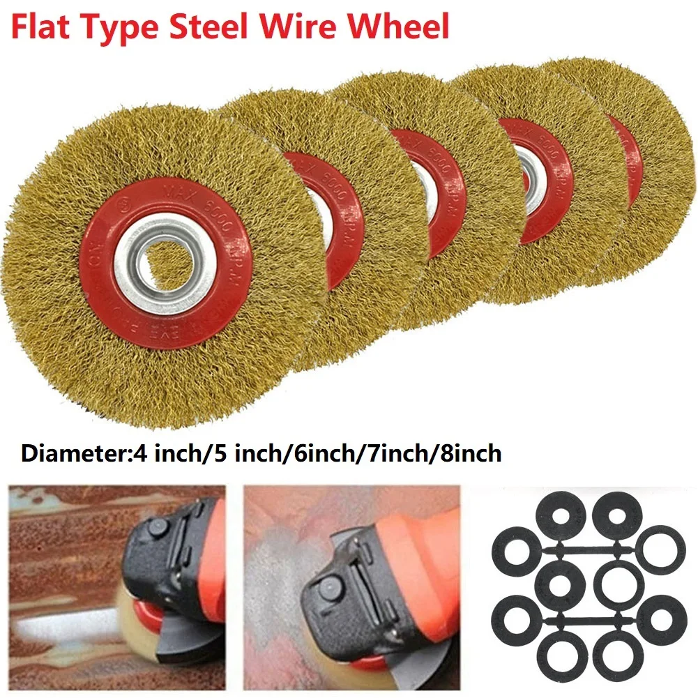 1pc 100/125/150/175/200mm Wire Brush Wheel With Adaptor Rings Grinder Polishing Abrasive Tool For Metal Derust Wood Deburring
1pc 100/125/150/175/200mm Wire Brush Wheel With Adaptor Rings Grinder Polishing Abrasive Tool For Metal Derust Wood Deburring