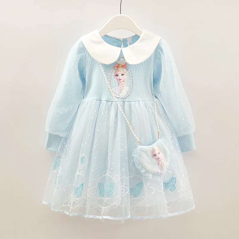 

Платье Принцессы Disney для девочек, наряд для Хэллоуина, платье холодного цвета, Эльзы, осенний костюм, детская зимняя одежда, подарок на день ...