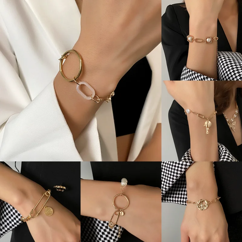 Geometric Metal Inlaid Pearl Pin Bracelet Creative Retro Simple Personality Temperament Bracelet Titanium Steel Jewelry Female
Geometric Metal Inlaid Pearl Pin Bracelet Creative Retro Simple Personality Temperament Bracelet Titanium Steel Jewelry Female