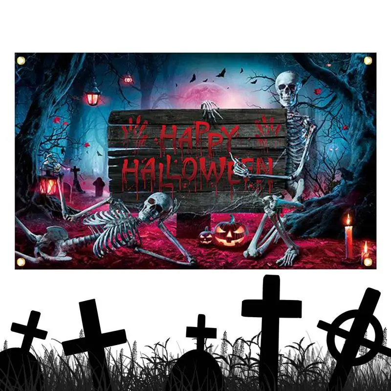

Halloween Decorations Banner Colorful Halloween Background Cloth Ghost Hangings Decoration 72.83*43.31in Background Cloth Ghost