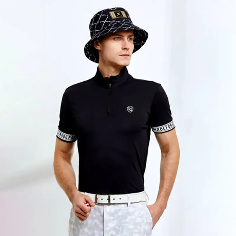 2023 Men's Golf Short Sleeve Stand Collar Zipper T-Shirt Slim Fit Stretch Breathable Fashion Sports Golf Men's Clothes Tops
2023 Men's Golf Short Sleeve Stand Collar Zipper T-Shirt Slim Fit Stretch Breathable Fashion Sports Golf Men's Clothes Tops