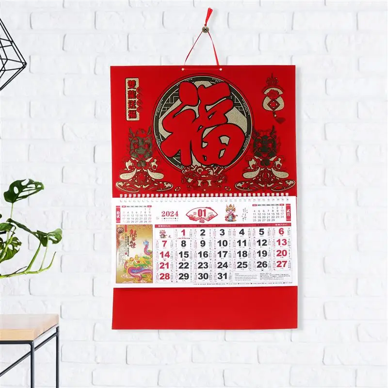 

Календарь, китайский настенный год, новый подвесной лунный традиционный ежедневный дракон, ежемесячный планер, 2024 проектирование, фотодекорация