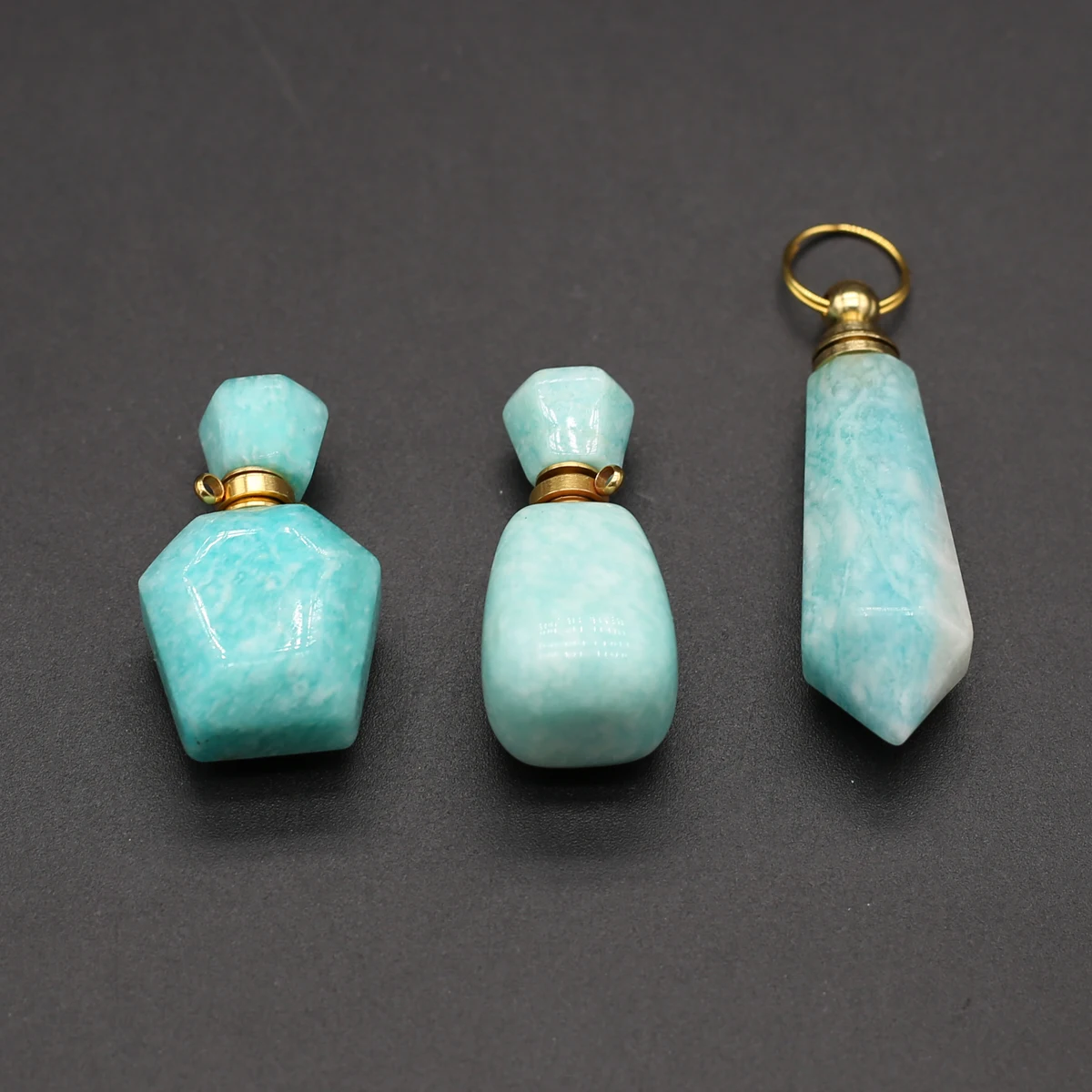 

3PCS Amazonite Natural Stone Irregular Perfume Bottle Pendant Diffuser For Jewelry MakingDIY Necklace Accessory Charm Gift Deocr