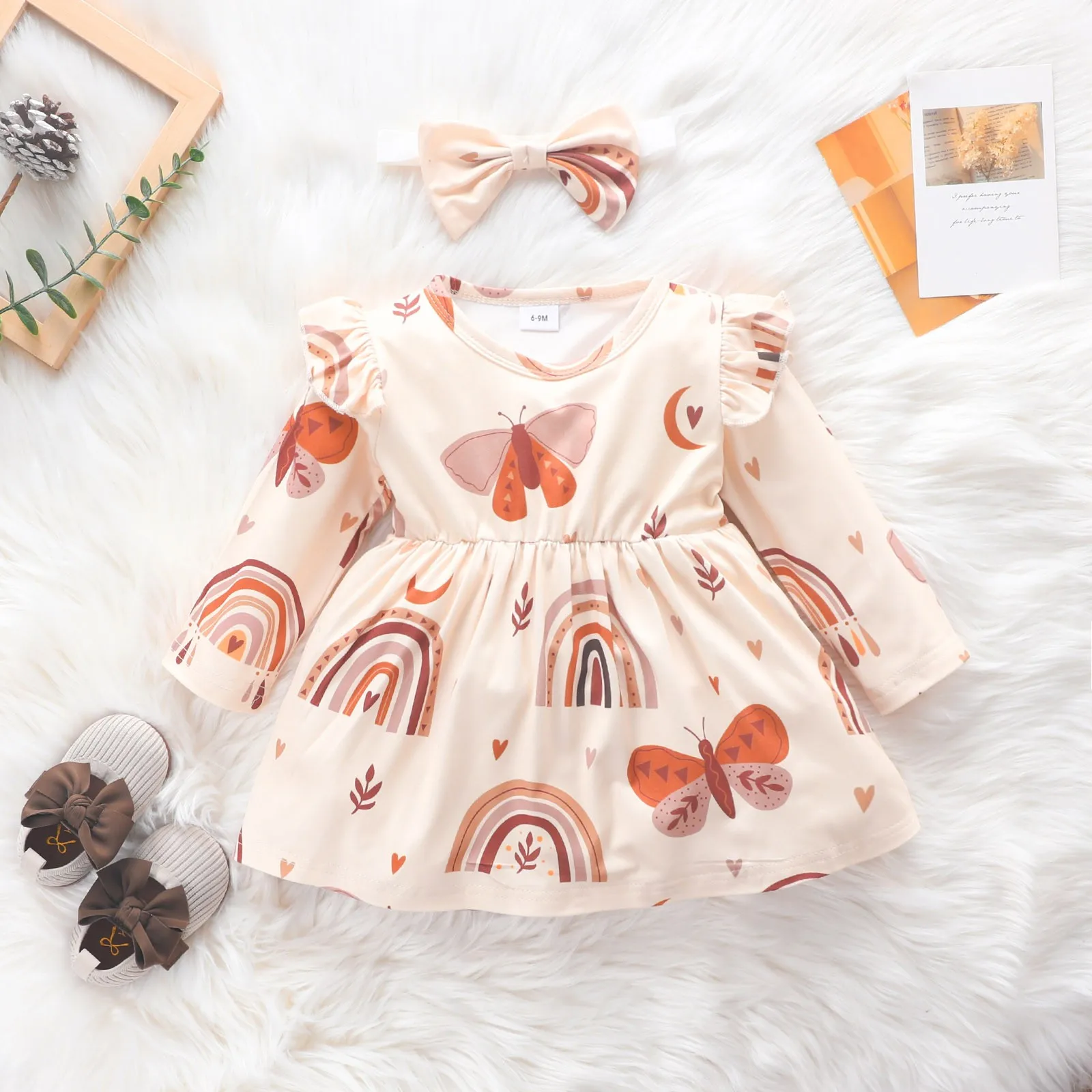 Newborn Infant Baby Girls Dress 3-24 Months Toddler Princess Dress With Headband Long Sleeve Ruffle Butterfly Prints Dresses
Newborn Infant Baby Girls Dress 3-24 Months Toddler Princess Dress With Headband Long Sleeve Ruffle Butterfly Prints Dresses