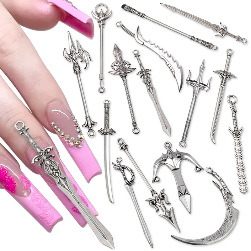 10PCS Alloy Nail Charms 3D Weapons Nail Accessories Sword Knife Gun Bow Weapons Charms for Jewelry Making DIY Nail Design
10PCS Alloy Nail Charms 3D Weapons Nail Accessories Sword Knife Gun Bow Weapons Charms for Jewelry Making DIY Nail Design