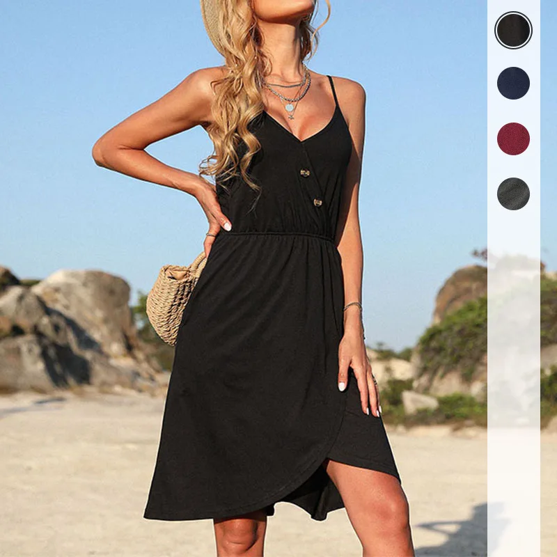 Женское асимметричное платье без рукавов, однотонное платье в европейском и американском стиле с открытой спиной и V-образным вырезом на бретелях, Новинка лета 2023
Женское асимметричное платье без рукавов, однотонное платье в европейском и американском стиле с открытой спиной и V-образным вырезом на бретелях, Новинка лета 2023