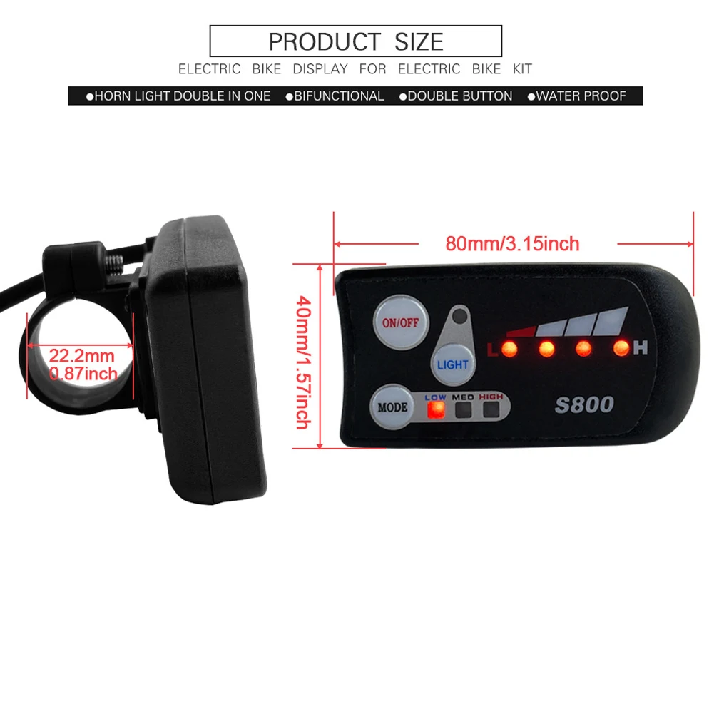 Electric Bicycle 36V48V S800 LED Control Panel Display For Ebike Waterproof Plug E-bike Display Cycling Accessories Parts
Electric Bicycle 36V48V S800 LED Control Panel Display For Ebike Waterproof Plug E-bike Display Cycling Accessories Parts