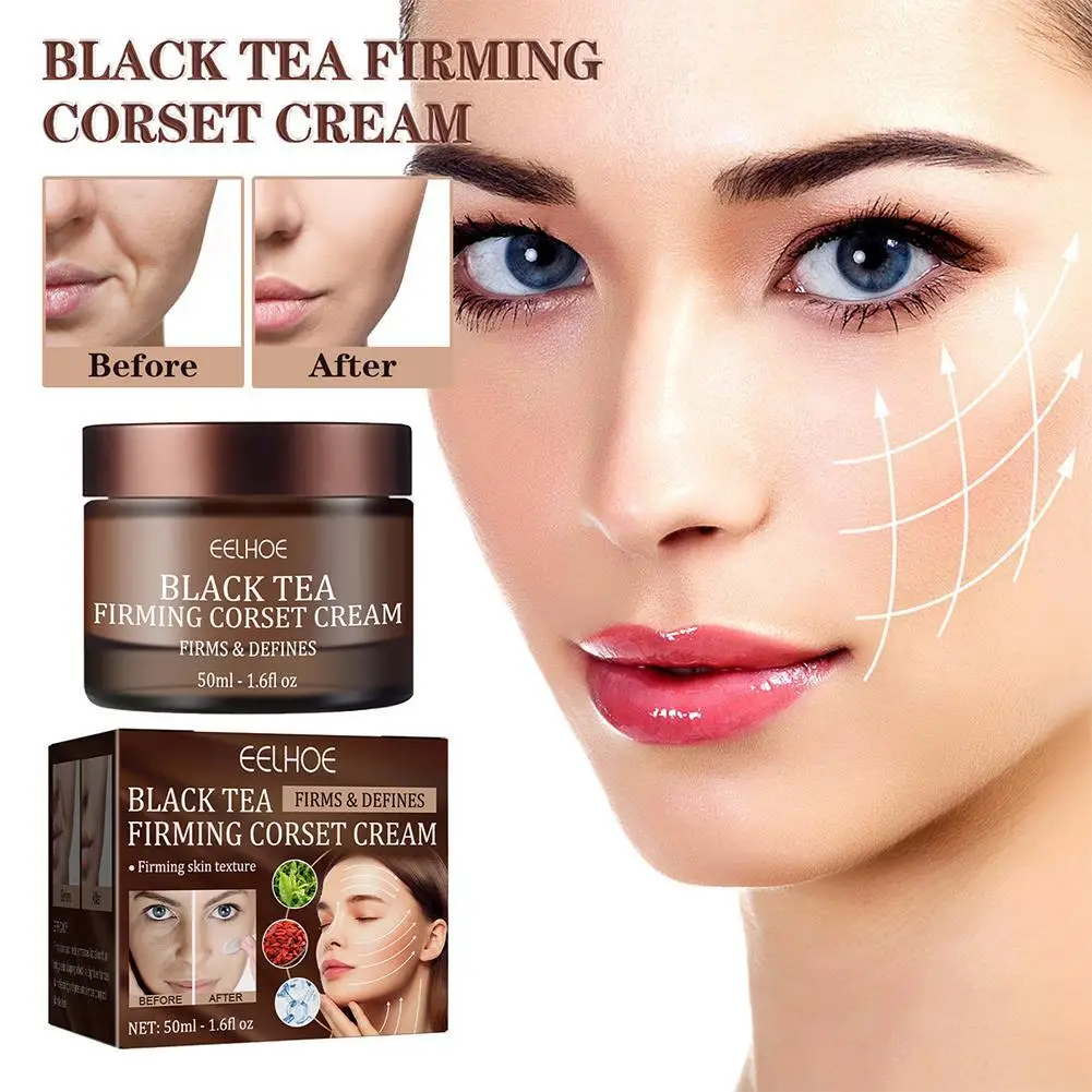 

Black Tea Rejuvenating Face Cream Neck Wrinkle Removal Firming Lifting Moisturizing Brighten Smooth Facial Beauty Skin Care 50ml