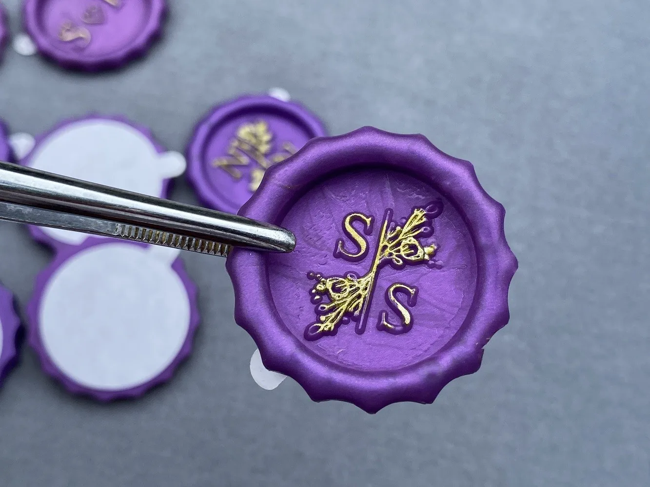 Monogram Custom Wax Seal Stickers,2 Letters Adhesive Sealing Wax,Purple and Golden Wax Seals for Wedding Invitation Envelope
Monogram Custom Wax Seal Stickers,2 Letters Adhesive Sealing Wax,Purple and Golden Wax Seals for Wedding Invitation Envelope
