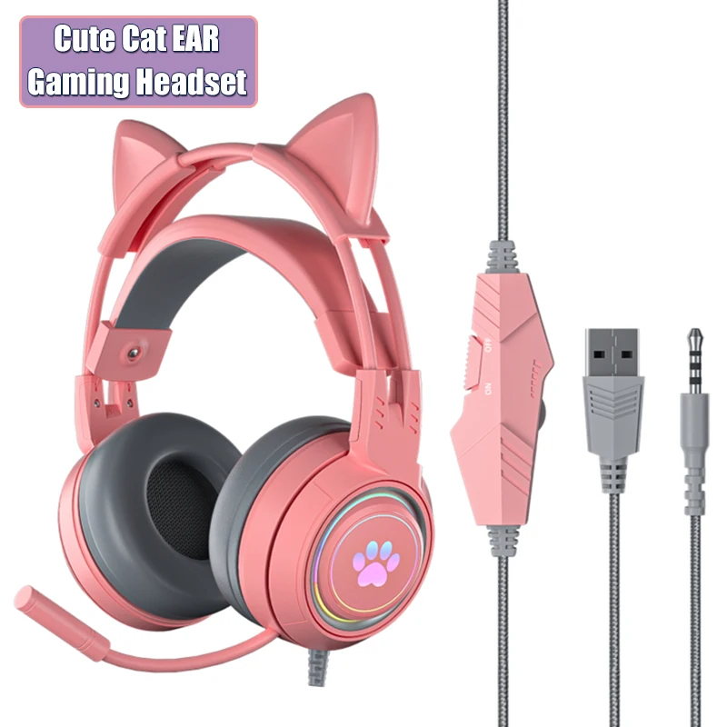 Cat Ear Gaming Headphones For PC Computer Gaming Headsets with Microphone Noise Cancell Wired USB 3.5mm Plug For PS4/Xbox One
Cat Ear Gaming Headphones For PC Computer Gaming Headsets with Microphone Noise Cancell Wired USB 3.5mm Plug For PS4/Xbox One