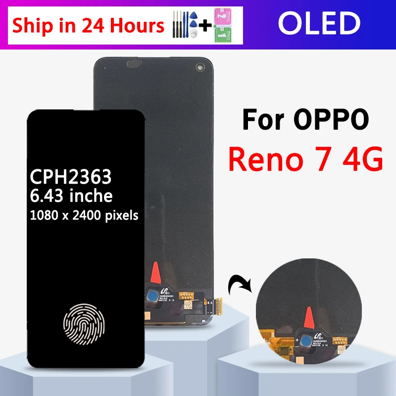 Super AMOLED для Oppo Reno7 4G ЖК-дисплей кодирующий преобразователь сенсорного экрана в