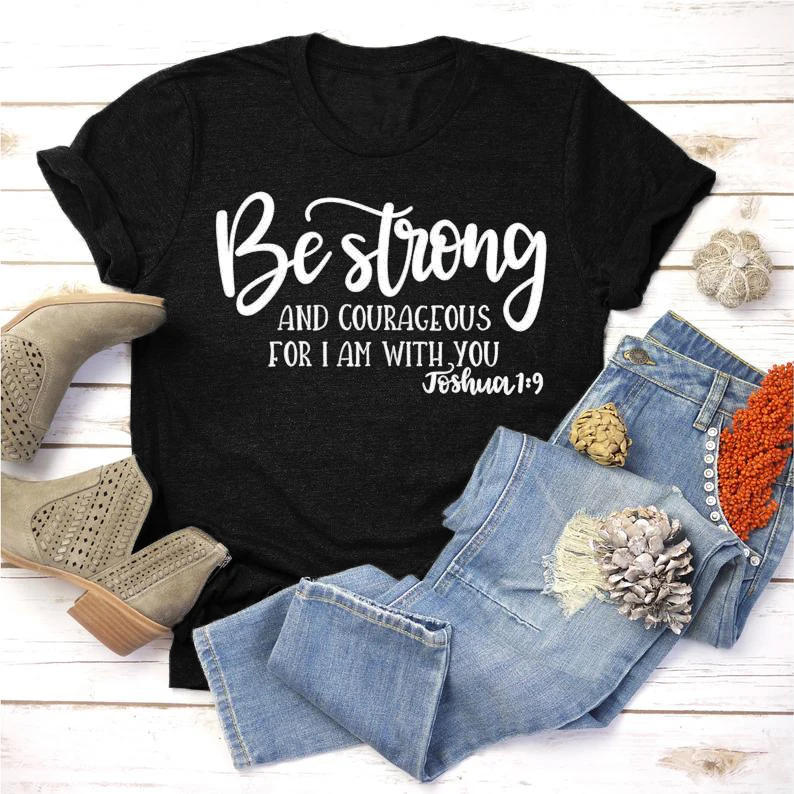 Faith Shirt Cotton Soft T-shirts For Female Be Strong And Courageous Christian Short Sleeve Female Regular Basic Tees Tops
Faith Shirt Cotton Soft T-shirts For Female Be Strong And Courageous Christian Short Sleeve Female Regular Basic Tees Tops