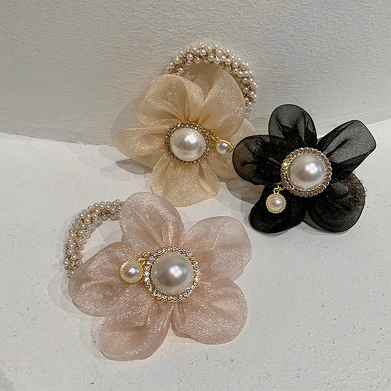 1 Pcs Rhinestone Ponytail Holder Elastic Pearl Hairbands Flower Hair Bands Ropes Scrunchies For Women Rubber Hair Accessories 
1 Pcs Rhinestone Ponytail Holder Elastic Pearl Hairbands Flower Hair Bands Ropes Scrunchies For Women Rubber Hair Accessories
