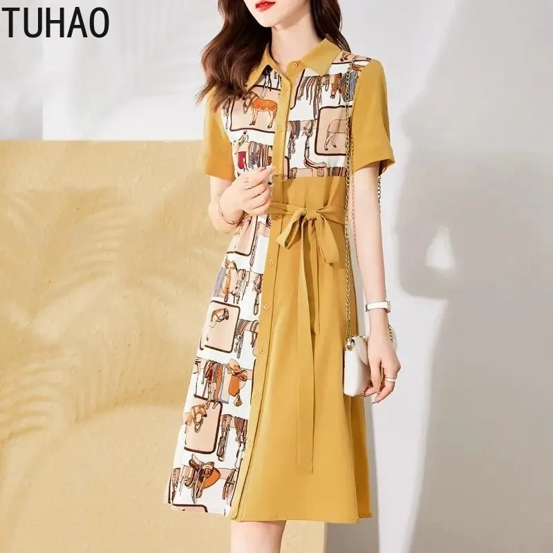 TUHAO 2022 Patchwork Women Dress Female Sumer Short Sleeve Vintage Office Lady Elegant Shirt Dress Summer Vestidos Clothing
TUHAO 2022 Patchwork Women Dress Female Sumer Short Sleeve Vintage Office Lady Elegant Shirt Dress Summer Vestidos Clothing