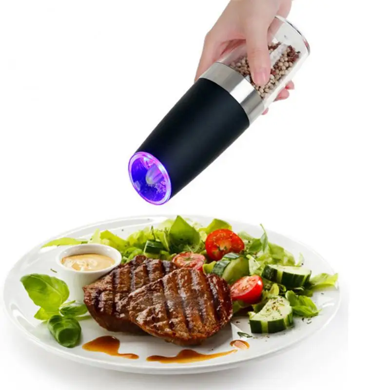 

1pcs Electric Automatic Mill Pepper and Salt Grinder LED Light Peper Spice Grain Mills Porcelain Grinding Core Mill KitchenTools