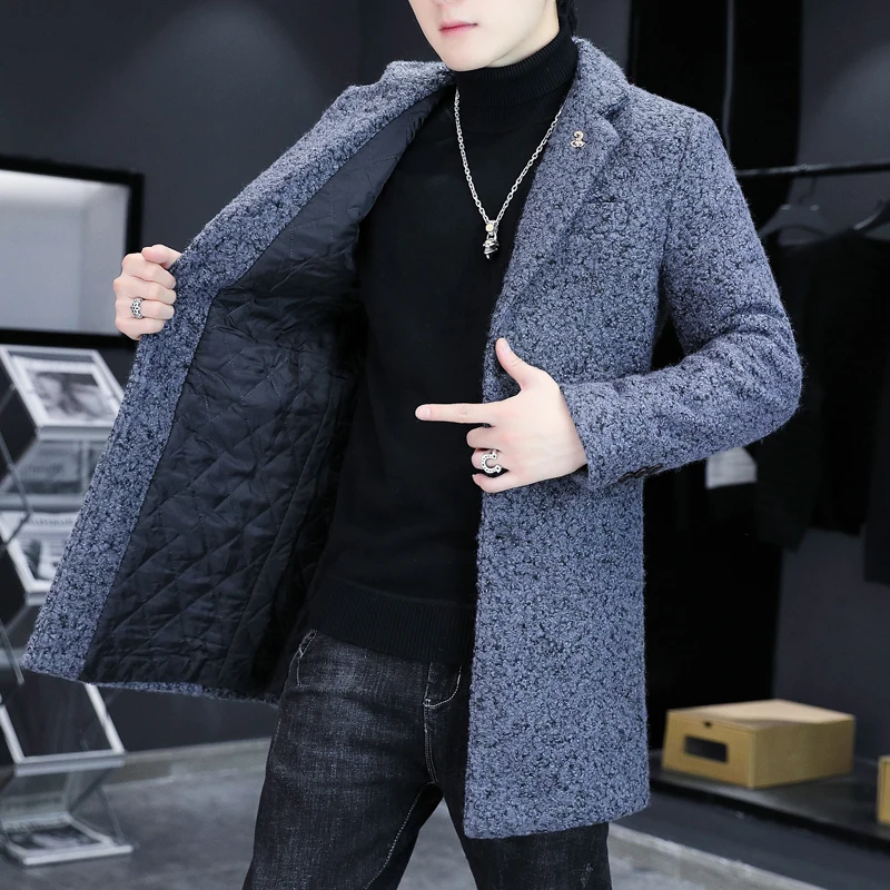 Men with Hair Thickening In Long Dust Coat Lapels, Blue Black Woolen Cloth Coat Buttons of Cultivate One's Morality
Men with Hair Thickening In Long Dust Coat Lapels, Blue Black Woolen Cloth Coat Buttons of Cultivate One's Morality