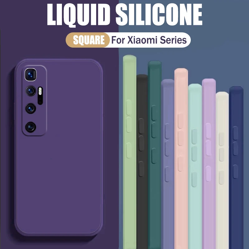 

Original Square Liquid Silicone Case For Xiaomi Mi 11T 10T 11 Lite 5G NE Ultra 12X 12 Poco X4 F4 GT M4 Pro X3 NFC F3 Slim Cover