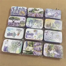 12 Pcs New oil Painting Style Middle Size Cover Iron Tin Card Metal Pencil Case / Can/Square Coin Ornaments Storage Gift Box