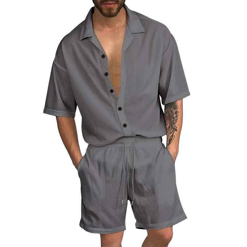 2023 Hot Spot Summer Men's Casual Solid Color Simple Shirt Fitness Sports Two-piece Set Commuter Sports Cuban Collar Suit
2023 Hot Spot Summer Men's Casual Solid Color Simple Shirt Fitness Sports Two-piece Set Commuter Sports Cuban Collar Suit