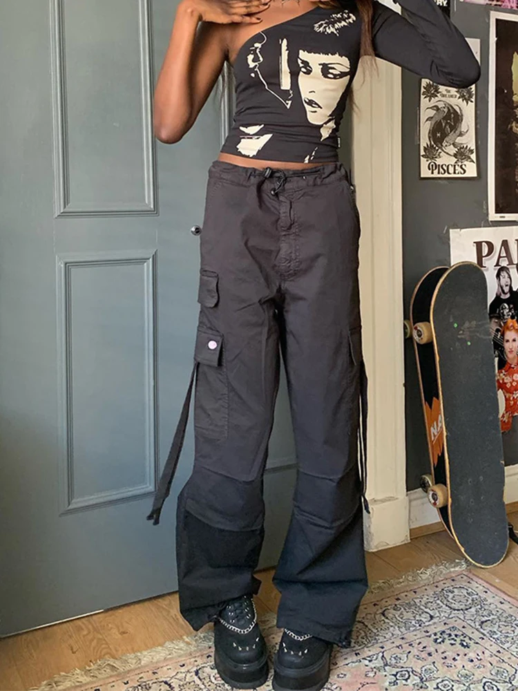 2022 Vintage Low Waist Cargo Pants Women Baggy Casual Pocket Straight Wide Leg Trouser Streetwear Hip Hop Y2k Drawstring Pant
2022 Vintage Low Waist Cargo Pants Women Baggy Casual Pocket Straight Wide Leg Trouser Streetwear Hip Hop Y2k Drawstring Pant