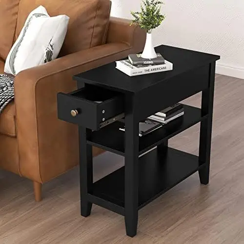 Table Living Room, Narrow End Table with Drawer and Shelf, 3-Tier Sofa End Table for Small Space, White Small end table End tabl
Table Living Room, Narrow End Table with Drawer and Shelf, 3-Tier Sofa End Table for Small Space, White Small end table End tabl