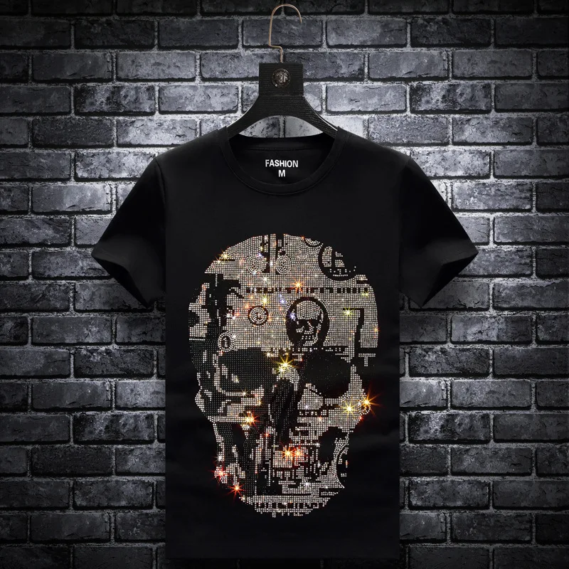 Plus Size 2022 Skull Rhinestones T Shirts Men Summer Clothes Short Sleeve Man Streetwear O Neck Slim Tshirts Calaveras Camiseta
Plus Size 2022 Skull Rhinestones T Shirts Men Summer Clothes Short Sleeve Man Streetwear O Neck Slim Tshirts Calaveras Camiseta