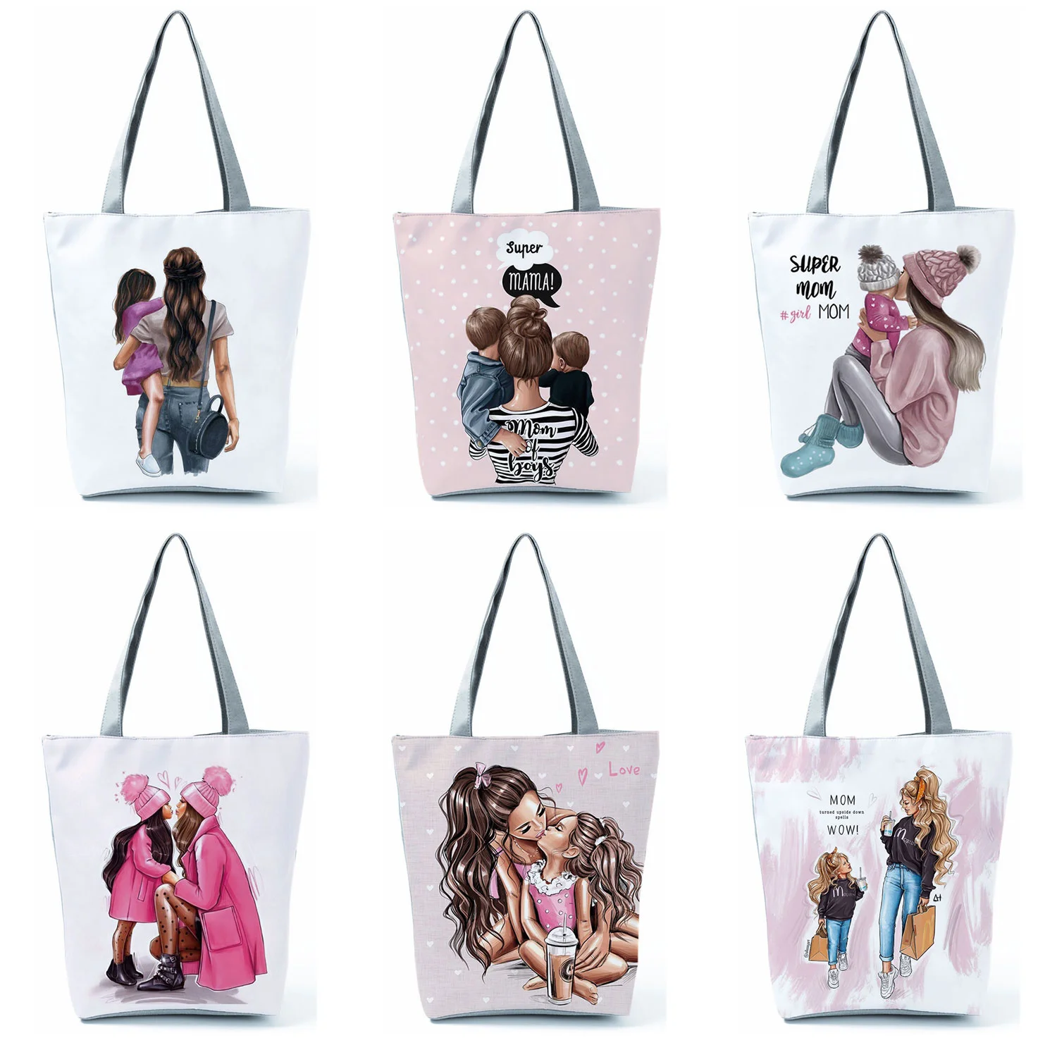 Cute Cartoon Super Mama Print Tote Bag Travel Shoulder Bags Mom and Baby Folding Women Casual Handbags Eco Reusable Shopping Bag
Cute Cartoon Super Mama Print Tote Bag Travel Shoulder Bags Mom and Baby Folding Women Casual Handbags Eco Reusable Shopping Bag
