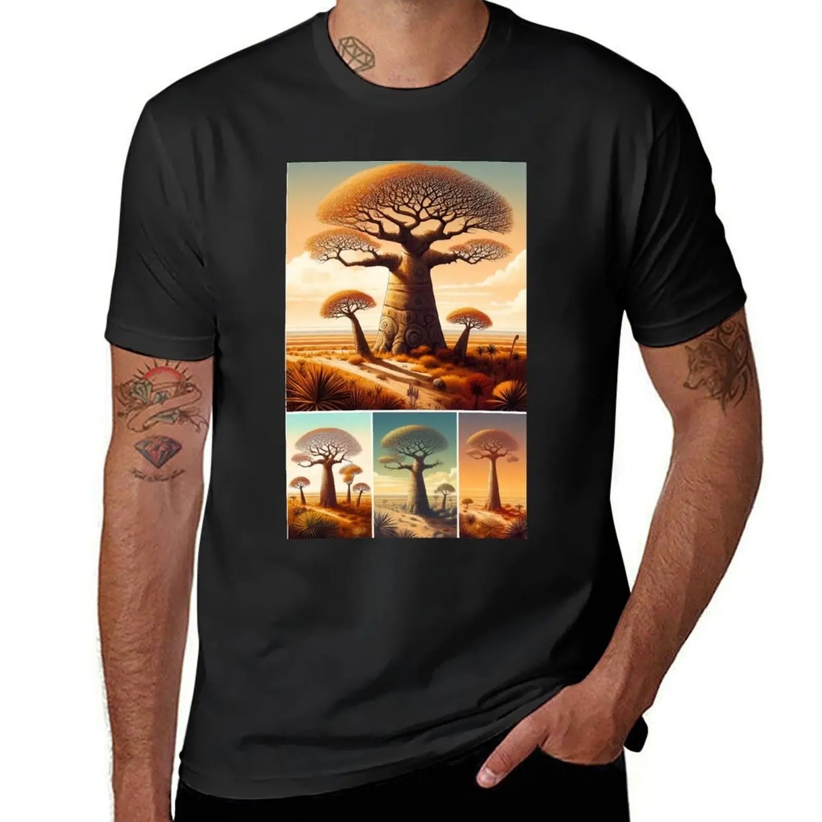 Вдохновение: Африка-24 (Baobab Tree) Футболка заготовки большого размера мужская