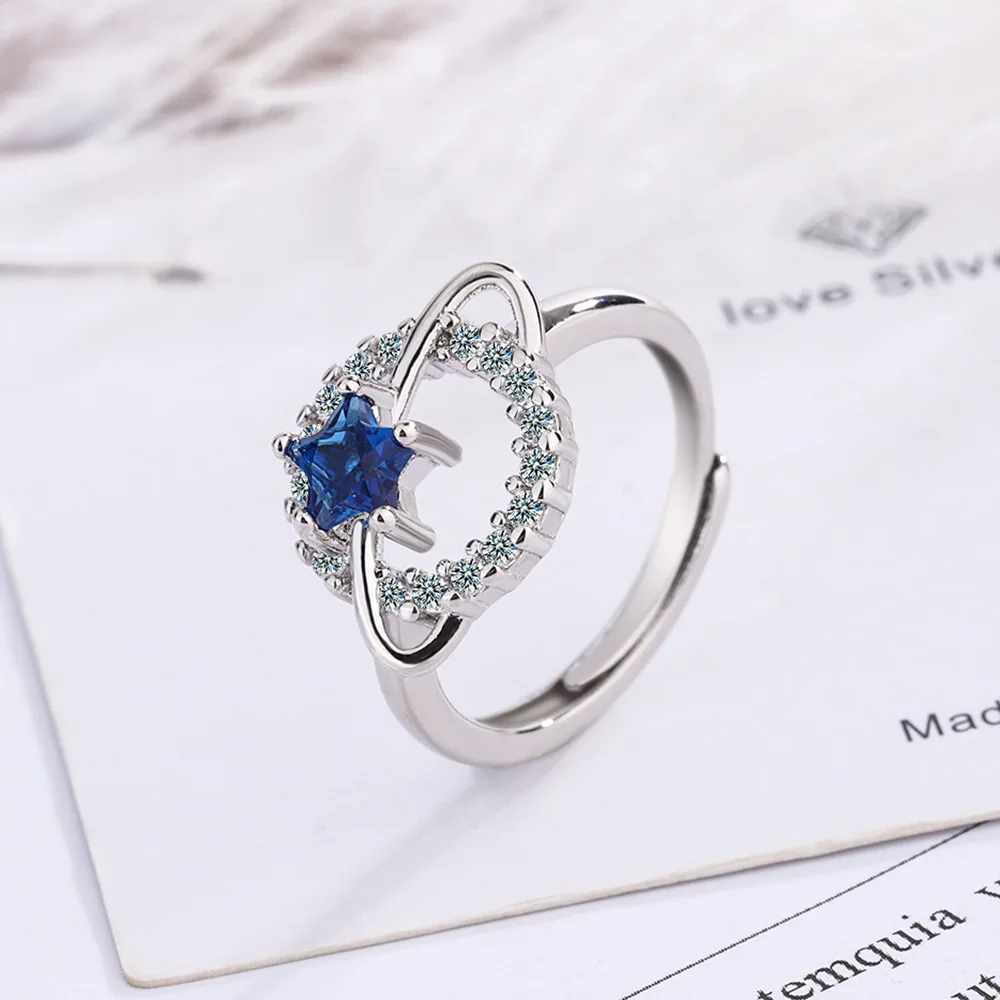 Adjustable Blue Diamond Pentagonal Planet Ring Female Friend Anniversary Gift Vintage Fashion Jewelry Ring Korean Fashion Girls
Adjustable Blue Diamond Pentagonal Planet Ring Female Friend Anniversary Gift Vintage Fashion Jewelry Ring Korean Fashion Girls
