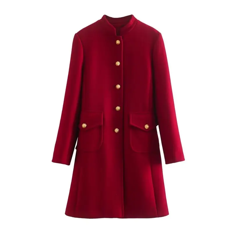 Clothland Women Fashion Red Woolen Jacket A Line Pockets Long Sleeve Single Breasted Long Coats Thick Winter Coats CA404
Clothland Women Fashion Red Woolen Jacket A Line Pockets Long Sleeve Single Breasted Long Coats Thick Winter Coats CA404