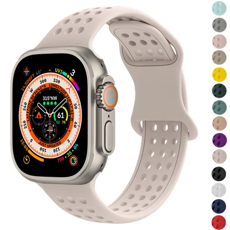 Силиконовый ремешок для Apple Watch Ultra Band 49 мм 40 мм 44 мм 45 мм 41 мм 38 42 мм, спортивный браслет с сотовым отверстием для iWatch 8 7 6 5 4 3 SE
Силиконовый ремешок для Apple Watch Ultra Band 49 мм 40 мм 44 мм 45 мм 41 мм 38 42 мм, спортивный браслет с сотовым отверстием для iWatch 8 7 6 5 4 3 SE