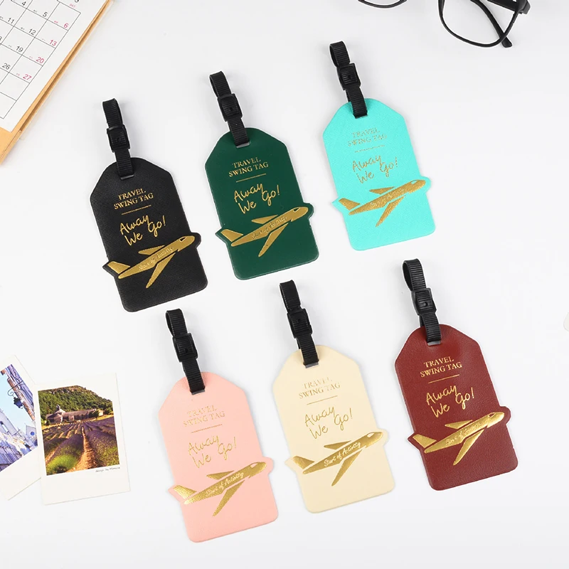 

Travel Accessories Creative Aircraft PU Leather Luggage Tag Women Men Portable Label Suitcase ID Address Holder Baggage Boarding