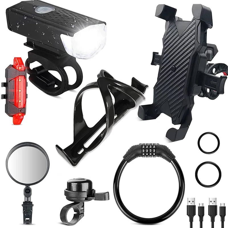 7 Pack Bike Accessories,4 Digit Bike Lock, Bike Lights USB Rechargeable Headlight Taillight, Bicycle Accessory
7 Pack Bike Accessories,4 Digit Bike Lock, Bike Lights USB Rechargeable Headlight Taillight, Bicycle Accessory
