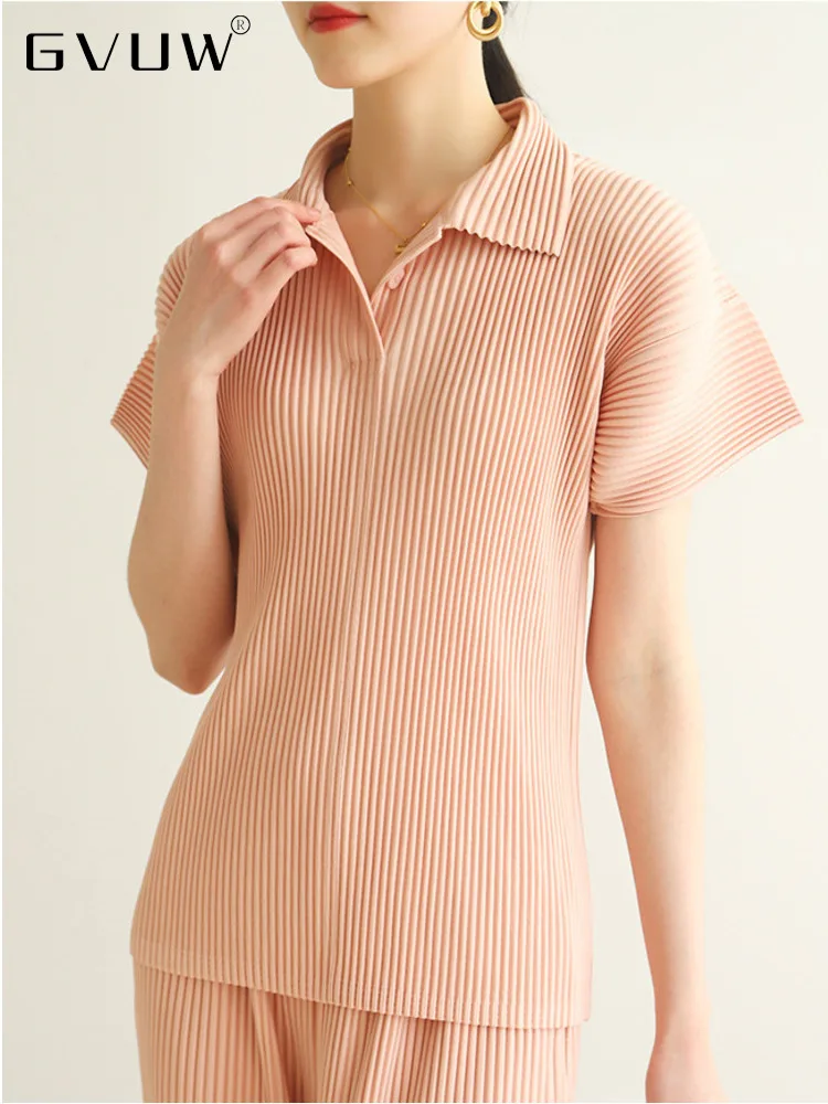 GVUW Pleated Short Sleeve T-shirts For Women Lapel Slim Fit Solid Color 2023 Female Casual Spring New Elegant Clothing 17G1424
GVUW Pleated Short Sleeve T-shirts For Women Lapel Slim Fit Solid Color 2023 Female Casual Spring New Elegant Clothing 17G1424