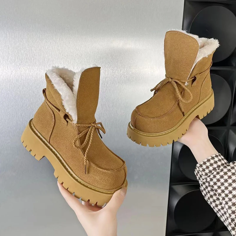 Warm Women Platform Shoes Flats Fur Suede Ankle Boots 2024 Winter Designer New Short Plush Chelsea Boots Lace Up Casual Botas
Warm Women Platform Shoes Flats Fur Suede Ankle Boots 2024 Winter Designer New Short Plush Chelsea Boots Lace Up Casual Botas
