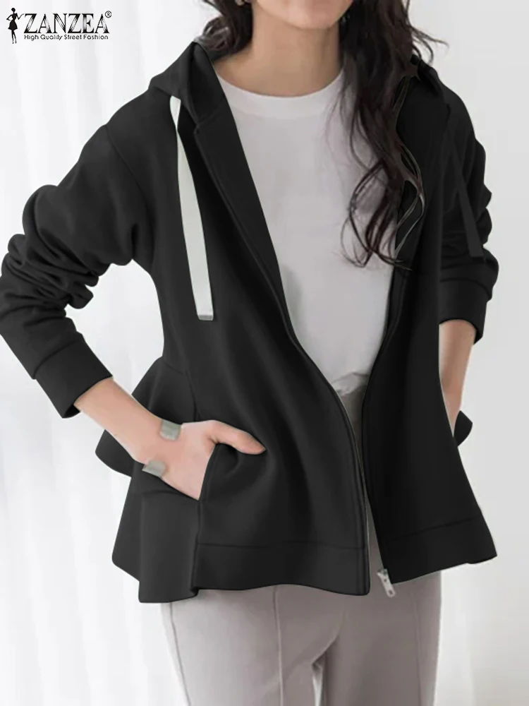 Women Fashion Pullovers Long Sleeve Ruffles Outwears Spring Autumn Sweatshirts ZANZEA Oversized Zip Up 2023 Fashion Hoodies 
Women Fashion Pullovers Long Sleeve Ruffles Outwears Spring Autumn Sweatshirts ZANZEA Oversized Zip Up 2023 Fashion Hoodies