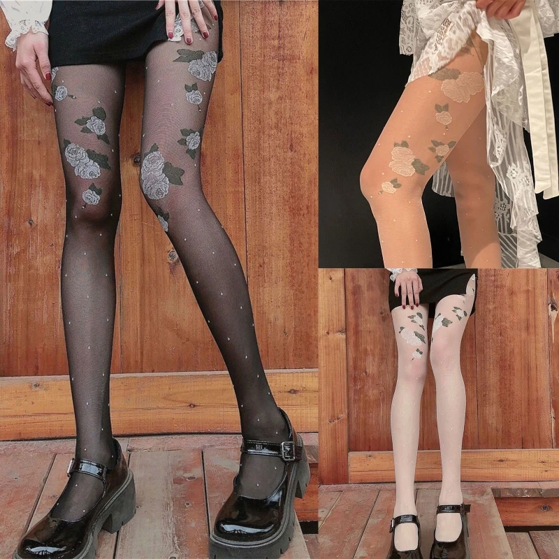 Women French Silky Sheer Pantyhose Vintage Thighs Colored Rose Floral Jacquard Pattern Lolita Polka Dot Tights Stockings 
Women French Silky Sheer Pantyhose Vintage Thighs Colored Rose Floral Jacquard Pattern Lolita Polka Dot Tights Stockings