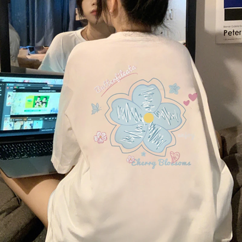 Summer Women Short Sleeved T-shirt Cotton Clothes Streetwear Y2K Funny Flower Tees Tops Femme Solid Color Casual Sports Pullover
Summer Women Short Sleeved T-shirt Cotton Clothes Streetwear Y2K Funny Flower Tees Tops Femme Solid Color Casual Sports Pullover