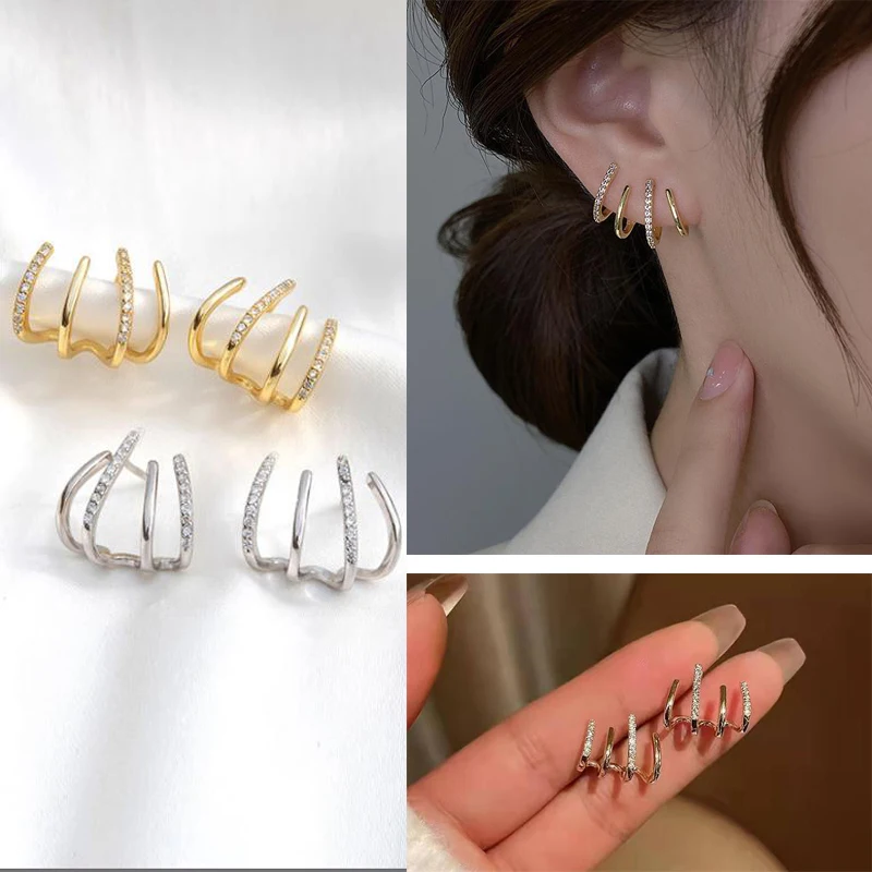 Earrings 2022 Trend High-end Four-claw Zircon U-shaped Punk Earrings for Women Geometric Multilayer Metal Hoop Earrings Jewelry
Earrings 2022 Trend High-end Four-claw Zircon U-shaped Punk Earrings for Women Geometric Multilayer Metal Hoop Earrings Jewelry