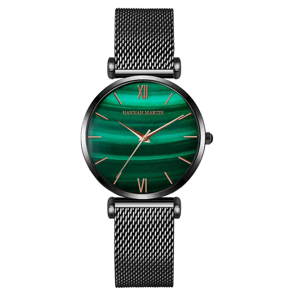 

2023 new Original design watch Japan made movement green dial agate peacock ladies dress watch