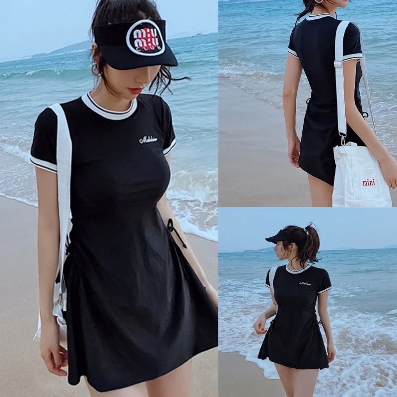 Женский купальник из двух предметов, купальник с коротким рукавом и шортами, купальный костюм с защитой от живота для спа, пляжная одежда 
Женский купальник из двух предметов, купальник с коротким рукавом и шортами, купальный костюм с защитой от живота для спа, пляжная одежда