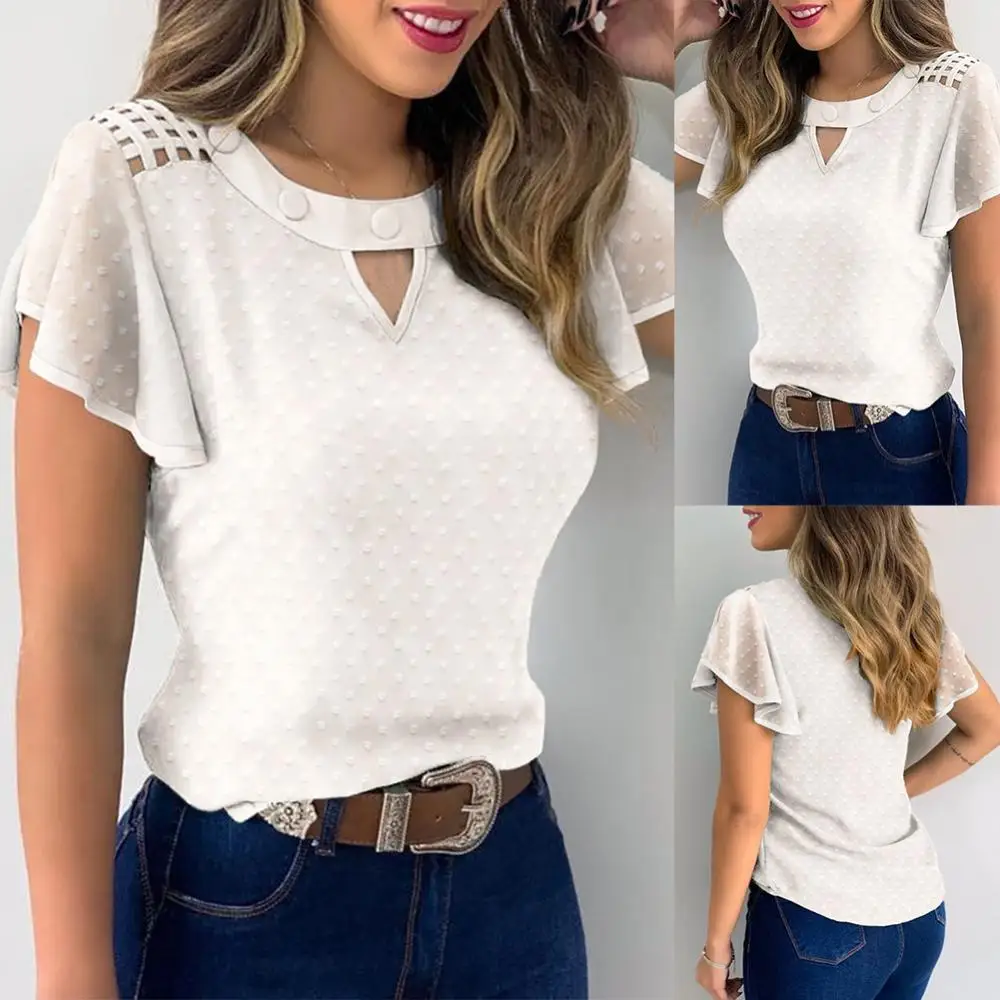 Women T-shirt Top Hollow Top Out Ruffled Sleeve Marguerite Floral Embroidered Shirt T-shirt Top
Women T-shirt Top Hollow Top Out Ruffled Sleeve Marguerite Floral Embroidered Shirt T-shirt Top