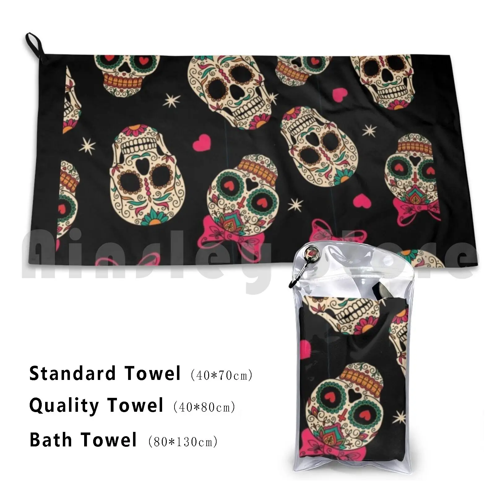 

Skull Colored Bath Towel Beach Cushion 1023 Skull Day Of The Dad Mexicain Sugar Skull Skulls Day Of The