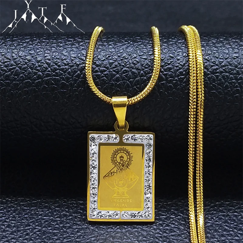 Virgin Mary Rhinestone Geometric Neck lace Women Gold Color Stainless Steel Choker Necklaces Jewelry Christian Gifts N8064S05
Virgin Mary Rhinestone Geometric Neck lace Women Gold Color Stainless Steel Choker Necklaces Jewelry Christian Gifts N8064S05