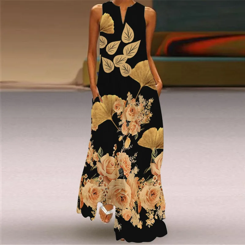 Summer Floral 3d Printed Bohemia V Neck Dress Elegant Woman Sleeveless Casual Long Loose Dresses Women Beach Maxi Party Dresses
Summer Floral 3d Printed Bohemia V Neck Dress Elegant Woman Sleeveless Casual Long Loose Dresses Women Beach Maxi Party Dresses