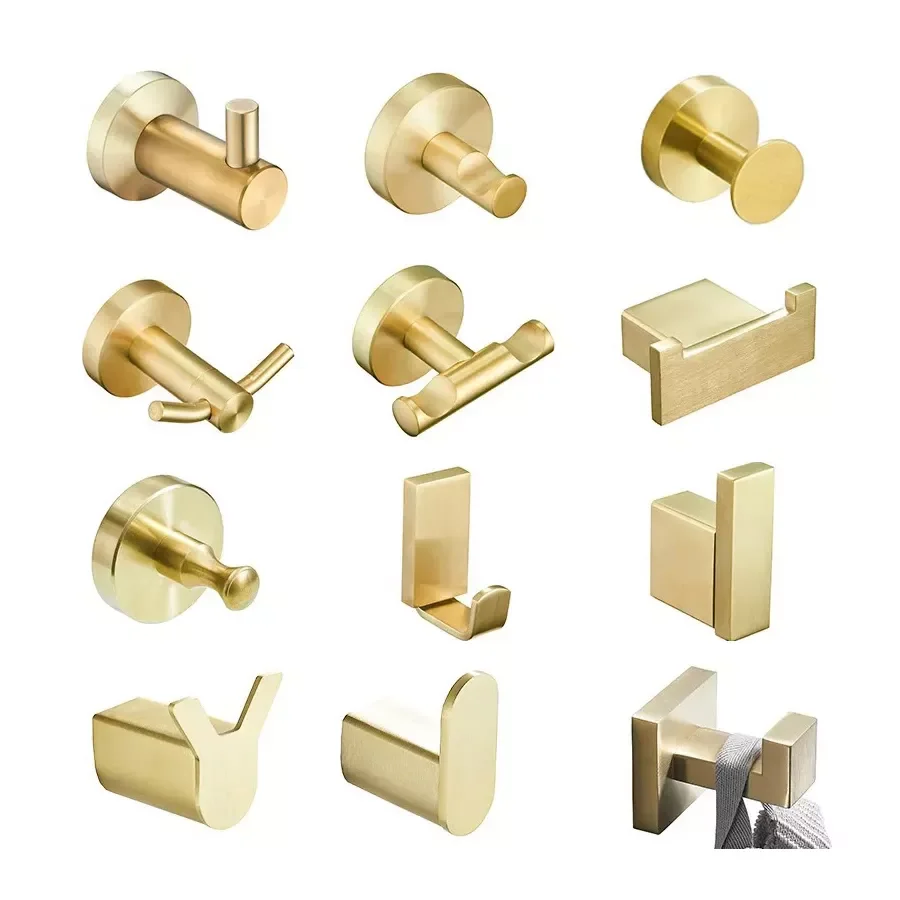 Modern Variety Style Rustproof Robe Hook Satin Matte Gold Heavy Duty Wall Hanger Towel Holder for Bathroom Accessories
Modern Variety Style Rustproof Robe Hook Satin Matte Gold Heavy Duty Wall Hanger Towel Holder for Bathroom Accessories