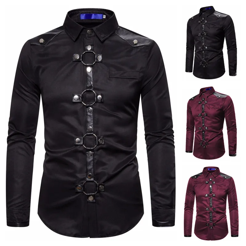 Autumn New Classic Dark Personality Men's Gothic Style Rivets Long-sleeved Square-neck Slim Shirt Performance Clothes Tops
Autumn New Classic Dark Personality Men's Gothic Style Rivets Long-sleeved Square-neck Slim Shirt Performance Clothes Tops