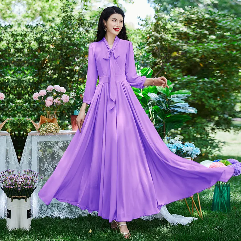 Vintage Beach Chiffon Dress Women 2022 Spring Summer New Long-Sleeved V-Neck Solid Chic Dresses Lady Bohemian Long Party Vestido
Vintage Beach Chiffon Dress Women 2022 Spring Summer New Long-Sleeved V-Neck Solid Chic Dresses Lady Bohemian Long Party Vestido