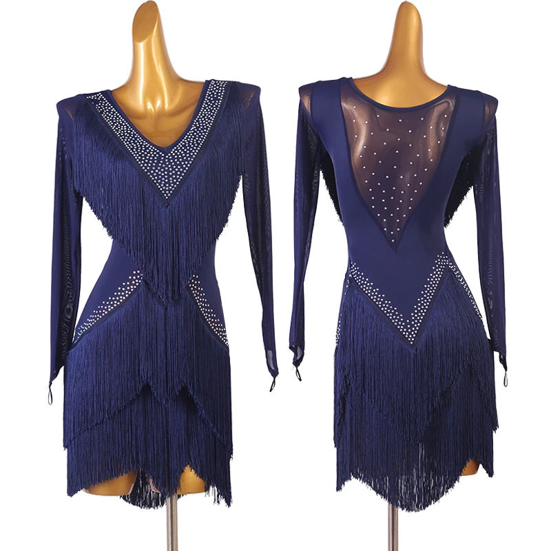 V-Neck Latin Dance Dress Mesh Sleev Tassel Tango Rumba Dancing Performance Dress Samba ChaCha Dance Competition Costume YS3388
V-Neck Latin Dance Dress Mesh Sleev Tassel Tango Rumba Dancing Performance Dress Samba ChaCha Dance Competition Costume YS3388